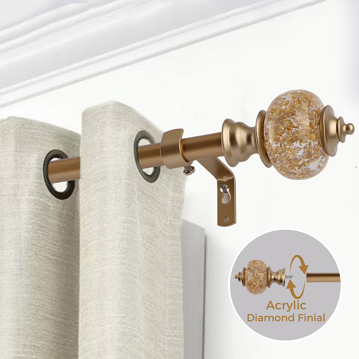 Aluminium Crystal Brass Luxury Custom Curtain Rod Bracket Iron Hook Wholesale Curtain Accessories for Bathroom Use Home