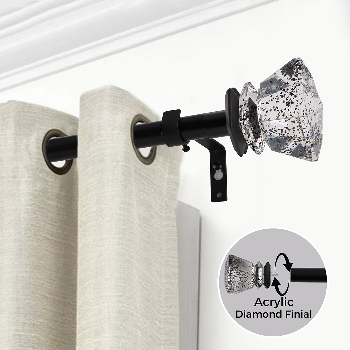 Factory Price Modern Aluminum Alloy Ball Shaped Crystal Curtain Rod Track 5cm Length OEM/ODM for Interior Decoration