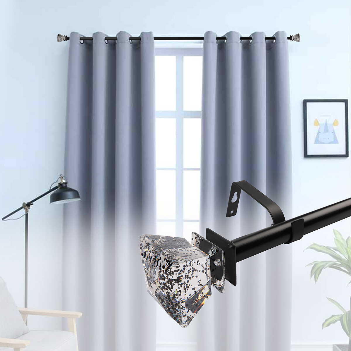 Factory Price Modern Aluminum Alloy Ball Shaped Crystal Curtain Rod Track 5cm Length OEM/ODM for Interior Decoration