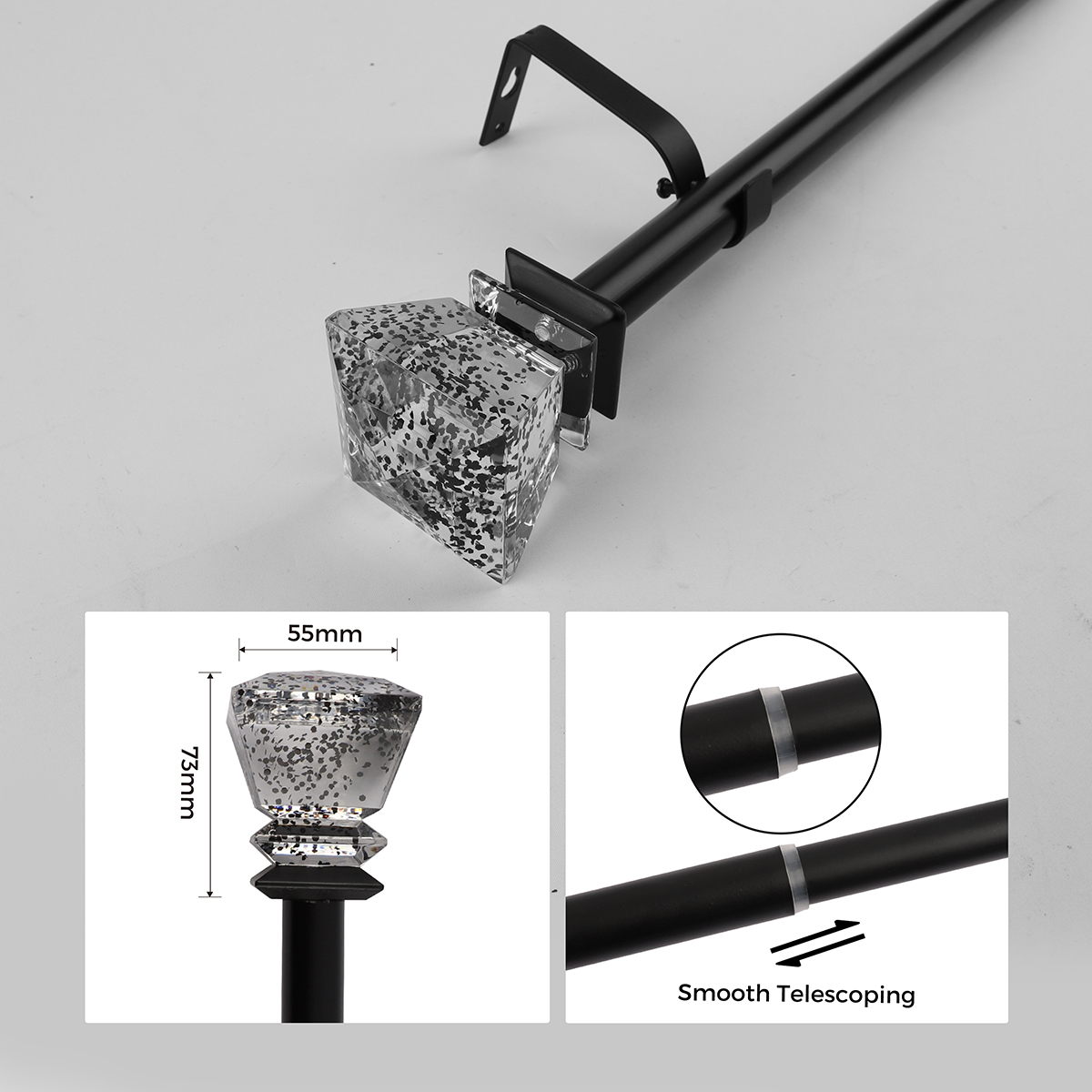 Factory Price Modern Aluminum Alloy Ball Shaped Crystal Curtain Rod Track 5cm Length OEM/ODM for Interior Decoration