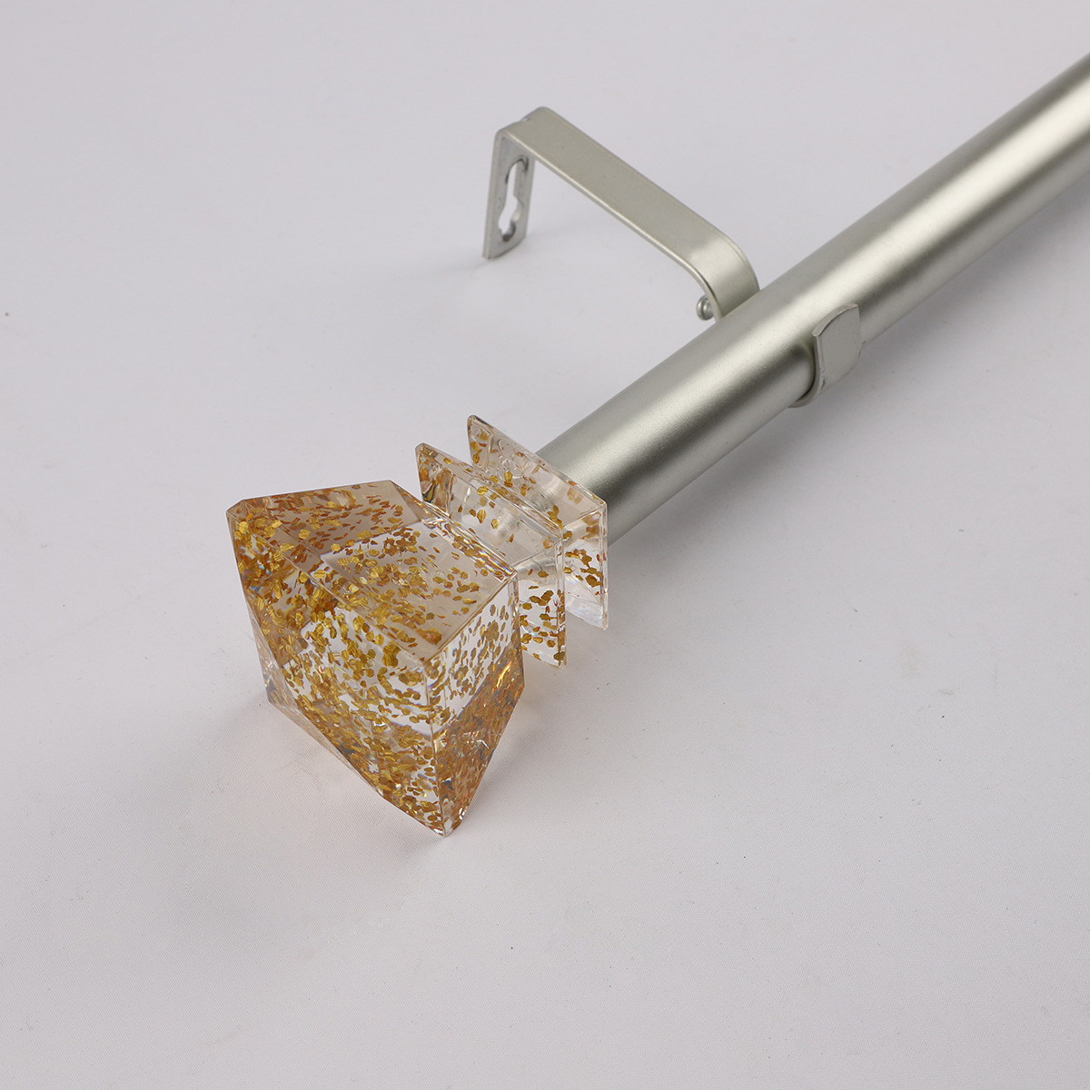 Extendable Curtain Rod Pole Set Curtains Rod Window Decorative Drapery Rod with Translucent Diamond Finial Luxury Gold