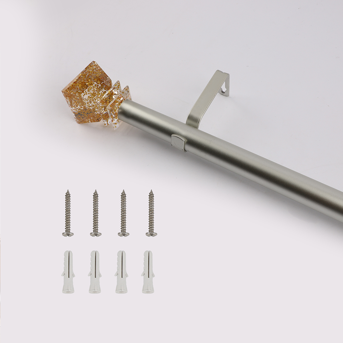 Extendable Curtain Rod Pole Set Curtains Rod Window Decorative Drapery Rod with Translucent Diamond Finial Luxury Gold