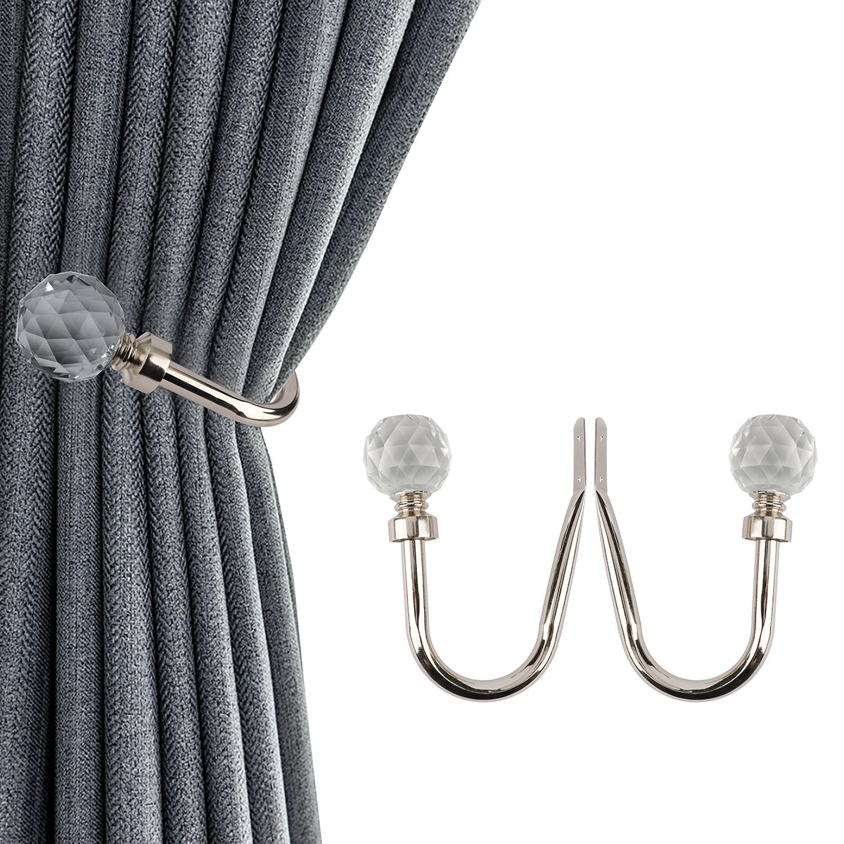 Factory Direct Wholesale Modern Aluminum Adjustable Curtain Hooks & Decorative Tieback Holdbacks for Window Decor