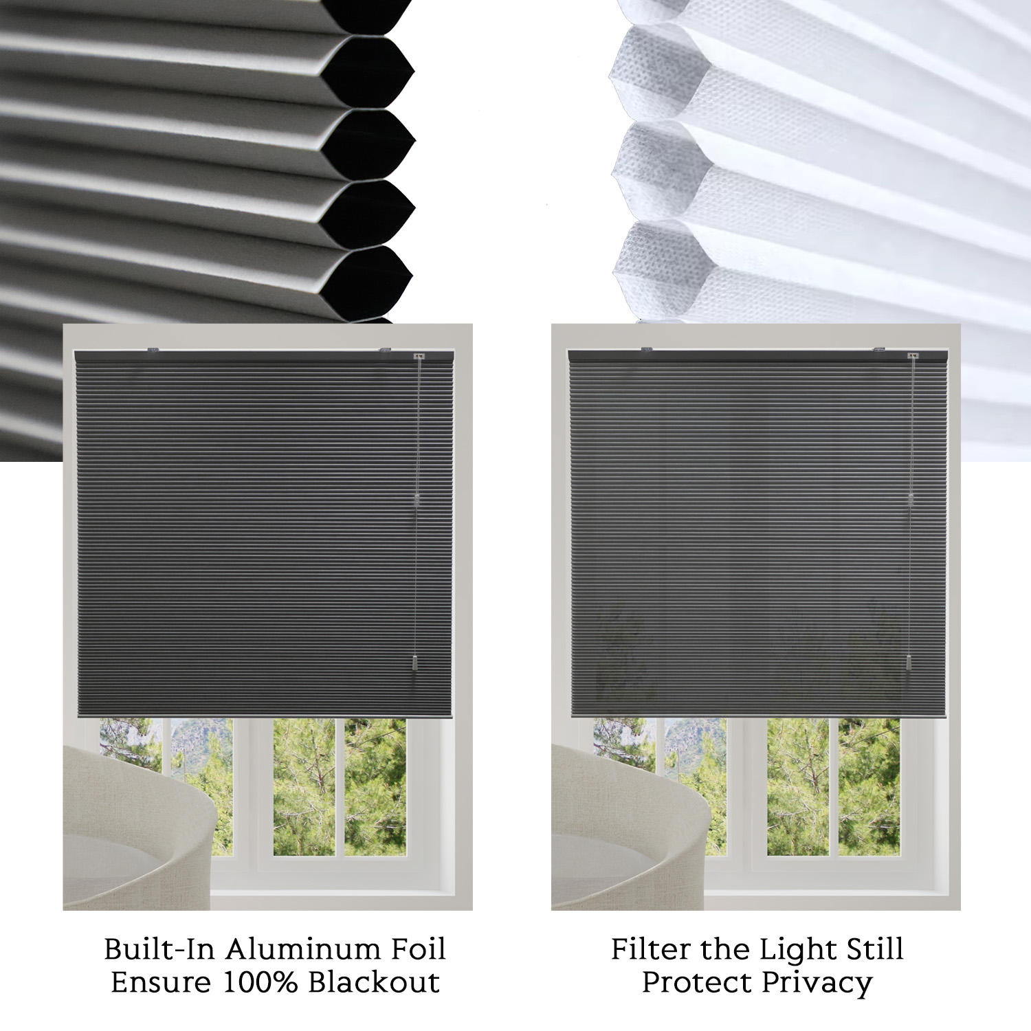 Top Bottom Cordless Cellular Blinds Modern Blackout Honeycomb Shades Spring Plissee Manual Waterproof Blackout Cellular Modern