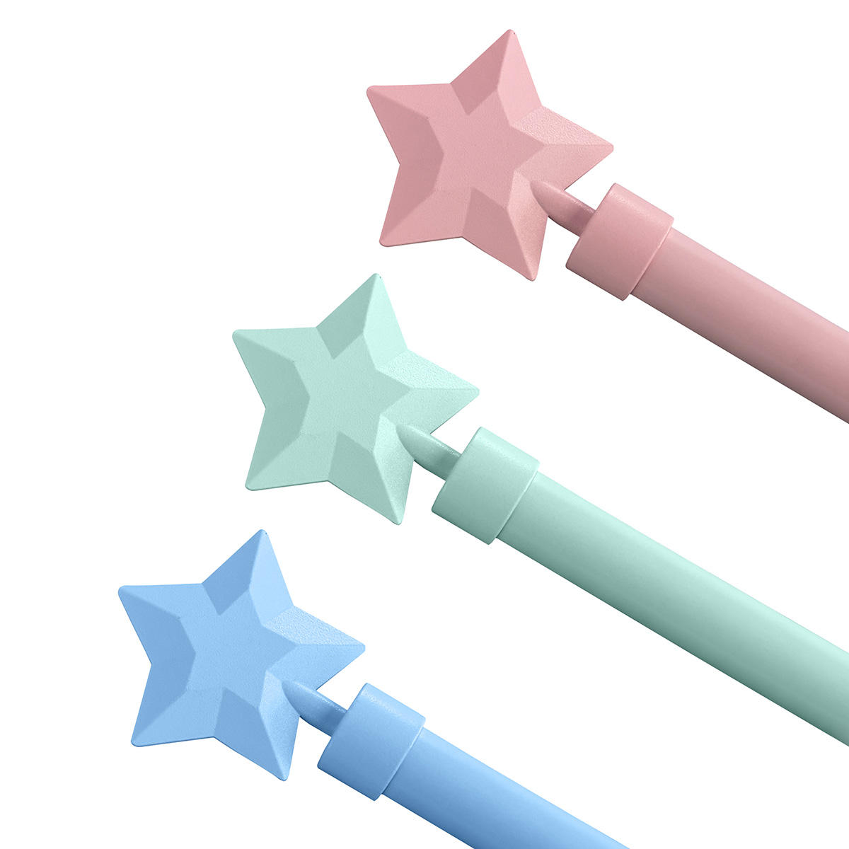 Modern Design Factory Wholesale Window Curtain Rod Pole Set New Colorful Star Pattern Extendable for Home Decoration