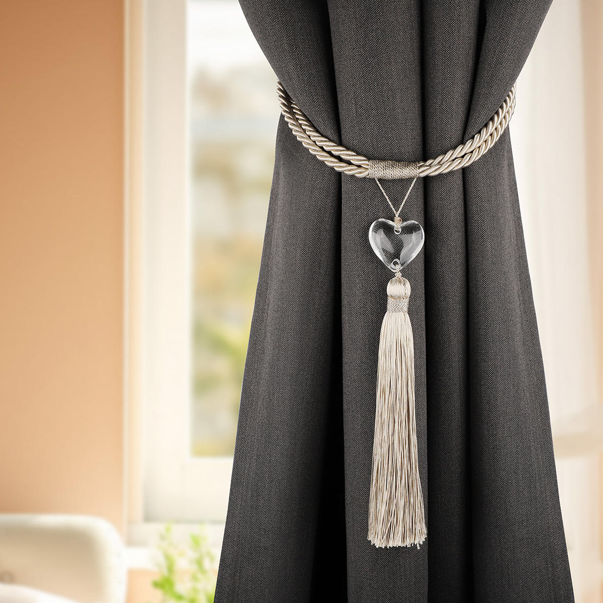 Modern Crystal for Love Curtain Tiebacks for Home Decor Wholesale Factory Sale Tassel Curtain Tieback for Living Pole