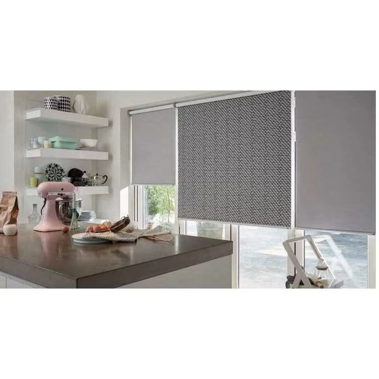 Modern Style Electric Roller Shades Blackout Window Blinds Bead Chain Customizable Size for Home Office Hotel Hospital Skylights