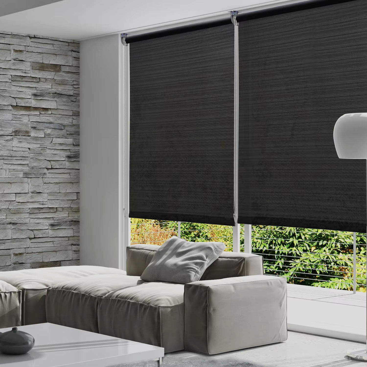 Blackout Window Roller Blind Soundproof Fireproof Indoor Fabric Curtain Solar Screen Electric Manual Options Horizontal Pattern