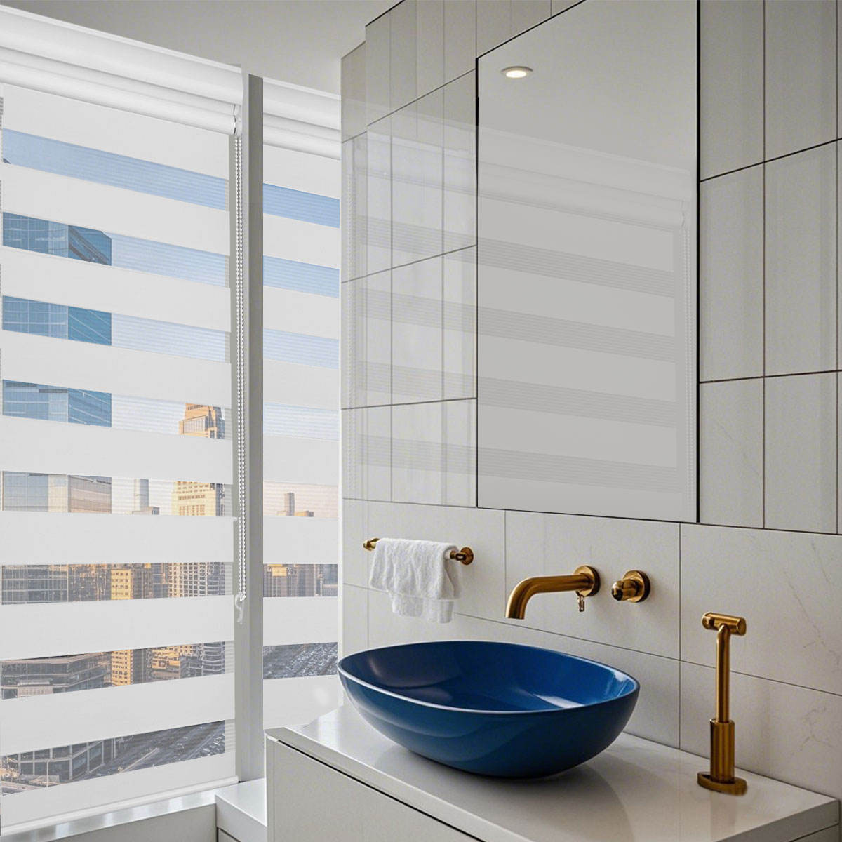 2025 Best Selling Classic Design Built-in Double Function Plain Polyester+White Coated Roller Blinds Blackout Day Night Shutters