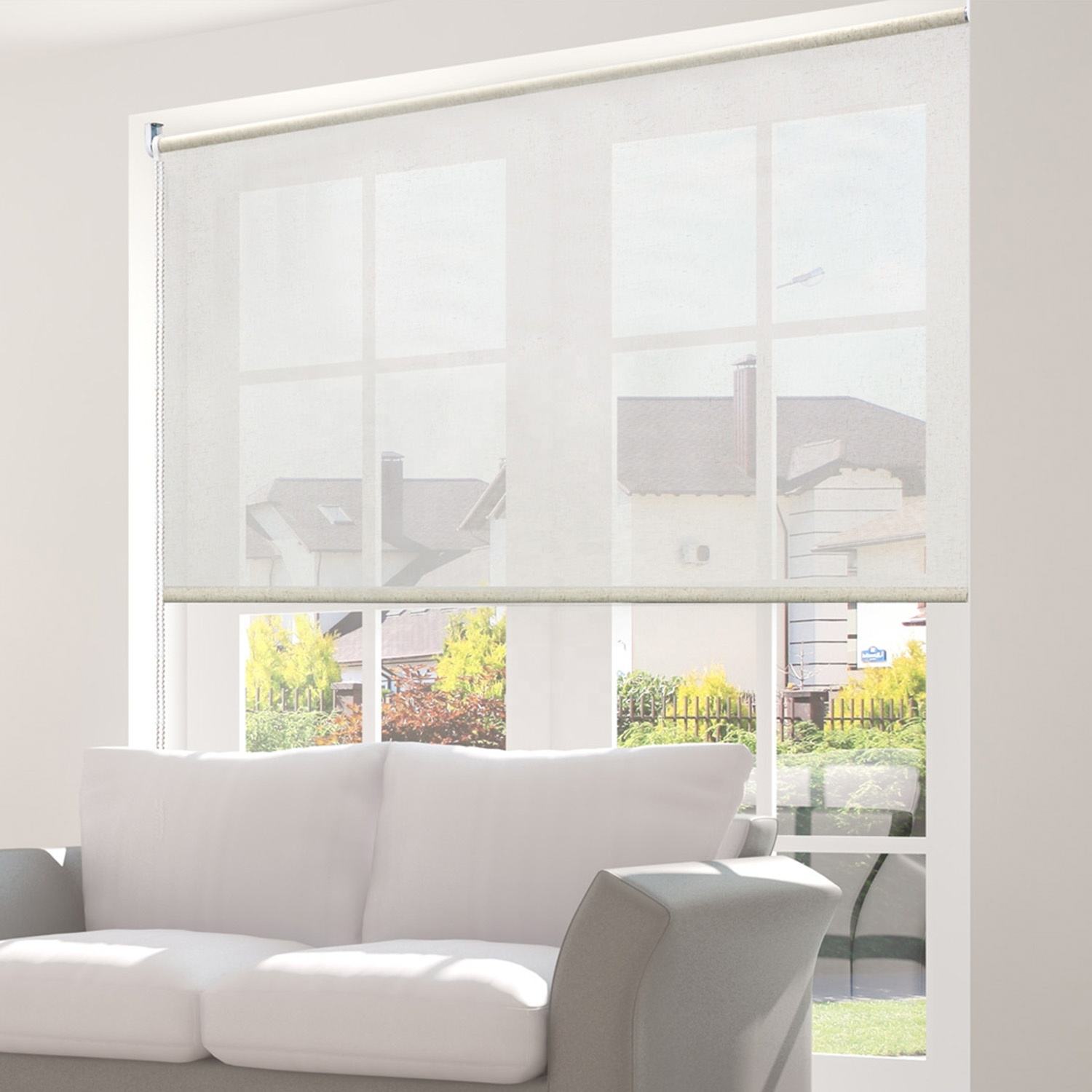 High Quality Custom Printed Roller Blinds Free Sample Wholesale Manufacture Roller Shutters Classic Style Built-in Plain Rope