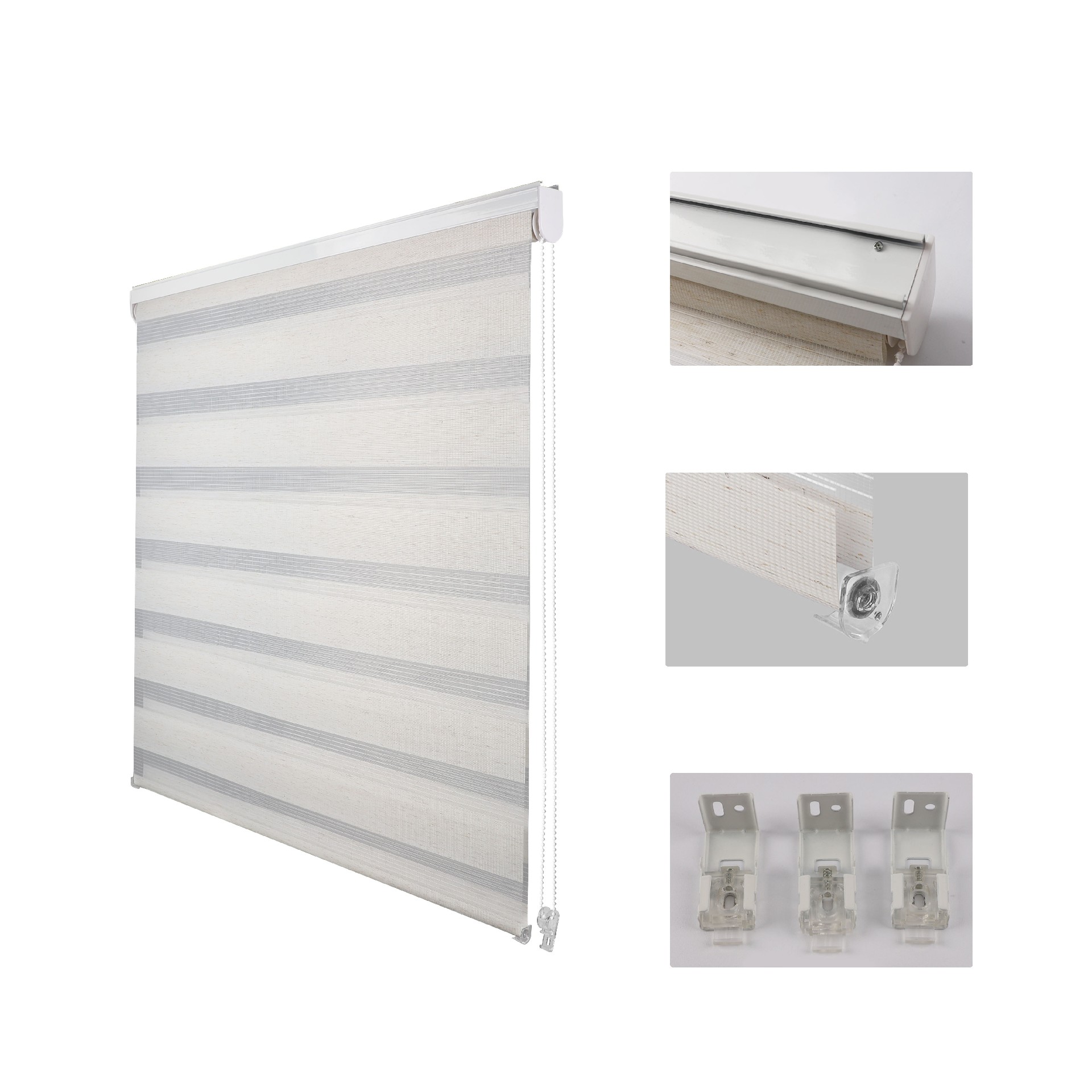 Custom-made Quality American Fabric Plain Horizontal Window Blinds Blackout Home Day Night Double Layer Roller Blinds Zebra