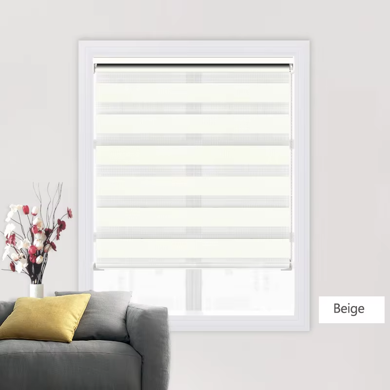 Custom Printed Zebra Roller Blinds Easy Built-In Installation Day and Night Shutter for French Windows for Bedroom