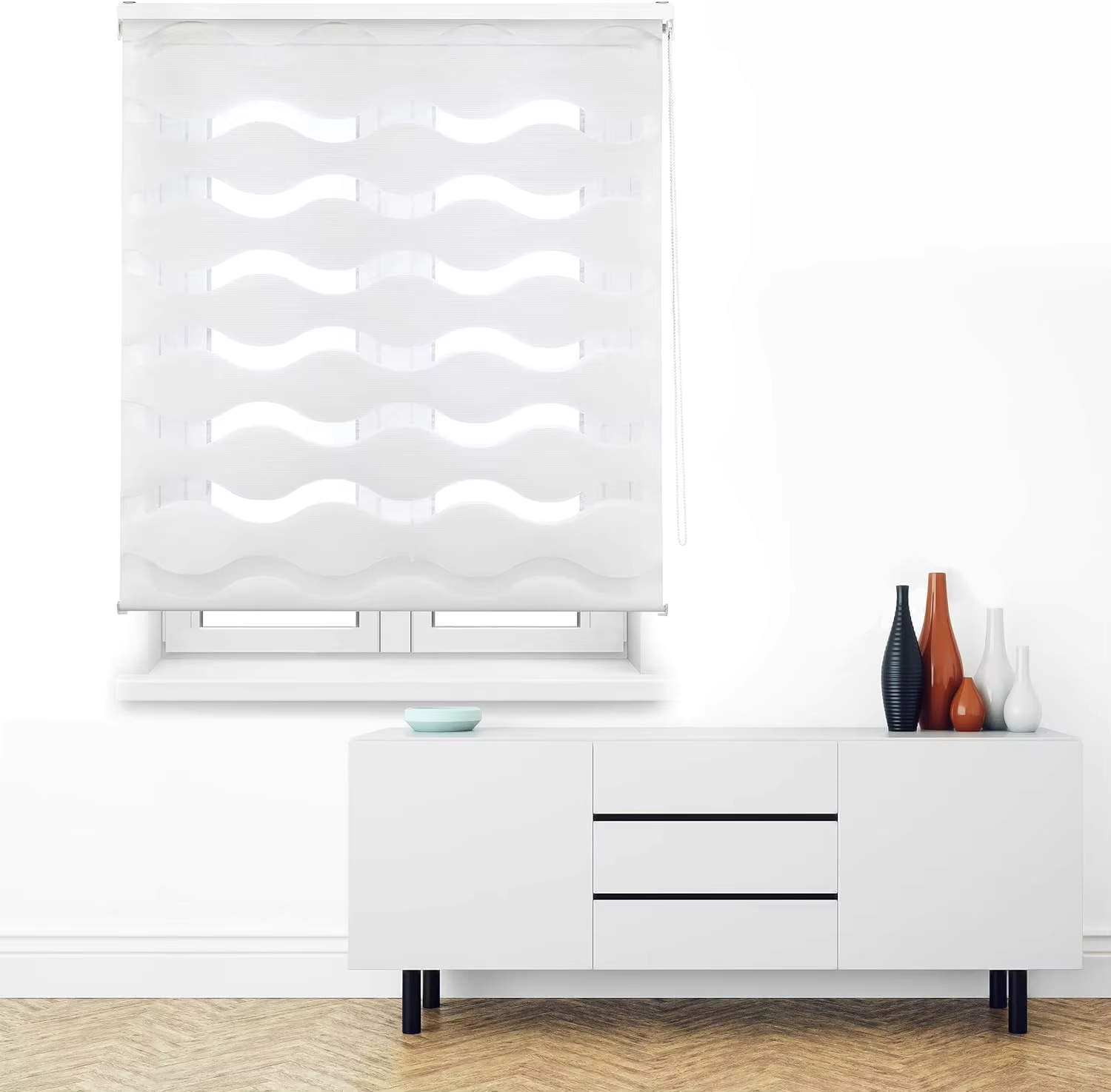 Custom Printed Zebra Roller Blinds Easy Built-In Installation Day and Night Shutter for French Windows for Bedroom