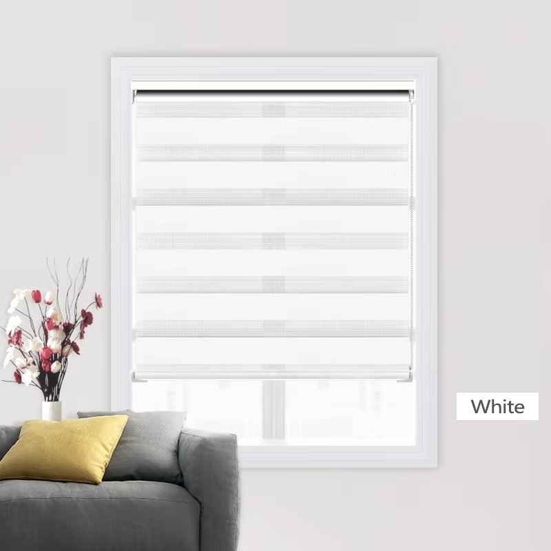 Custom Printed Zebra Roller Blinds Easy Built-In Installation Day and Night Shutter for French Windows for Bedroom