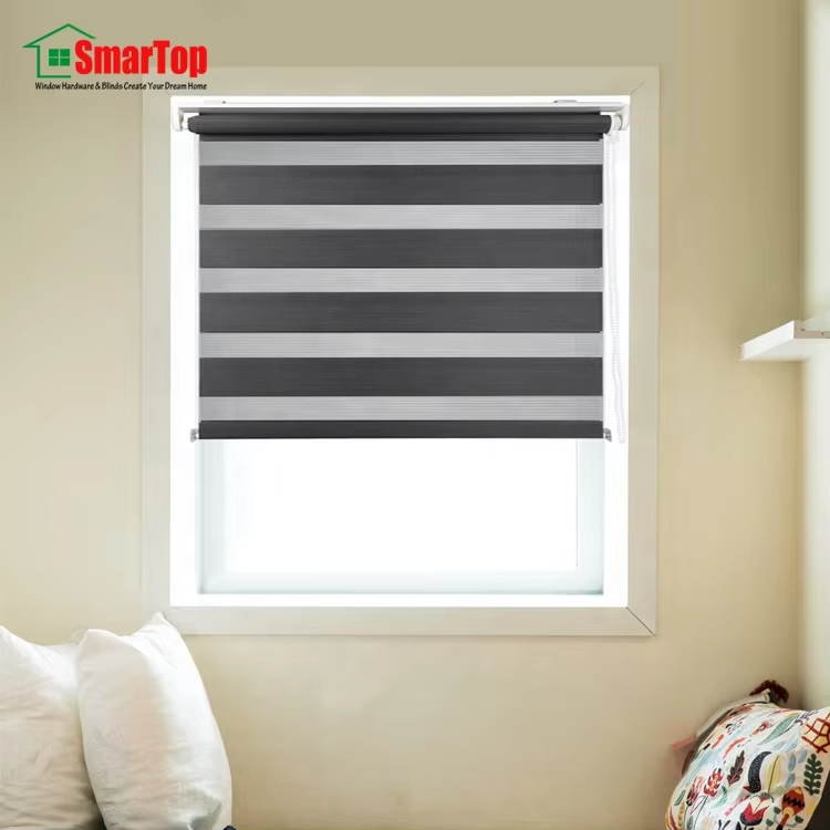 Custom Printed Zebra Roller Blinds Easy Built-In Installation Day and Night Shutter for French Windows for Bedroom