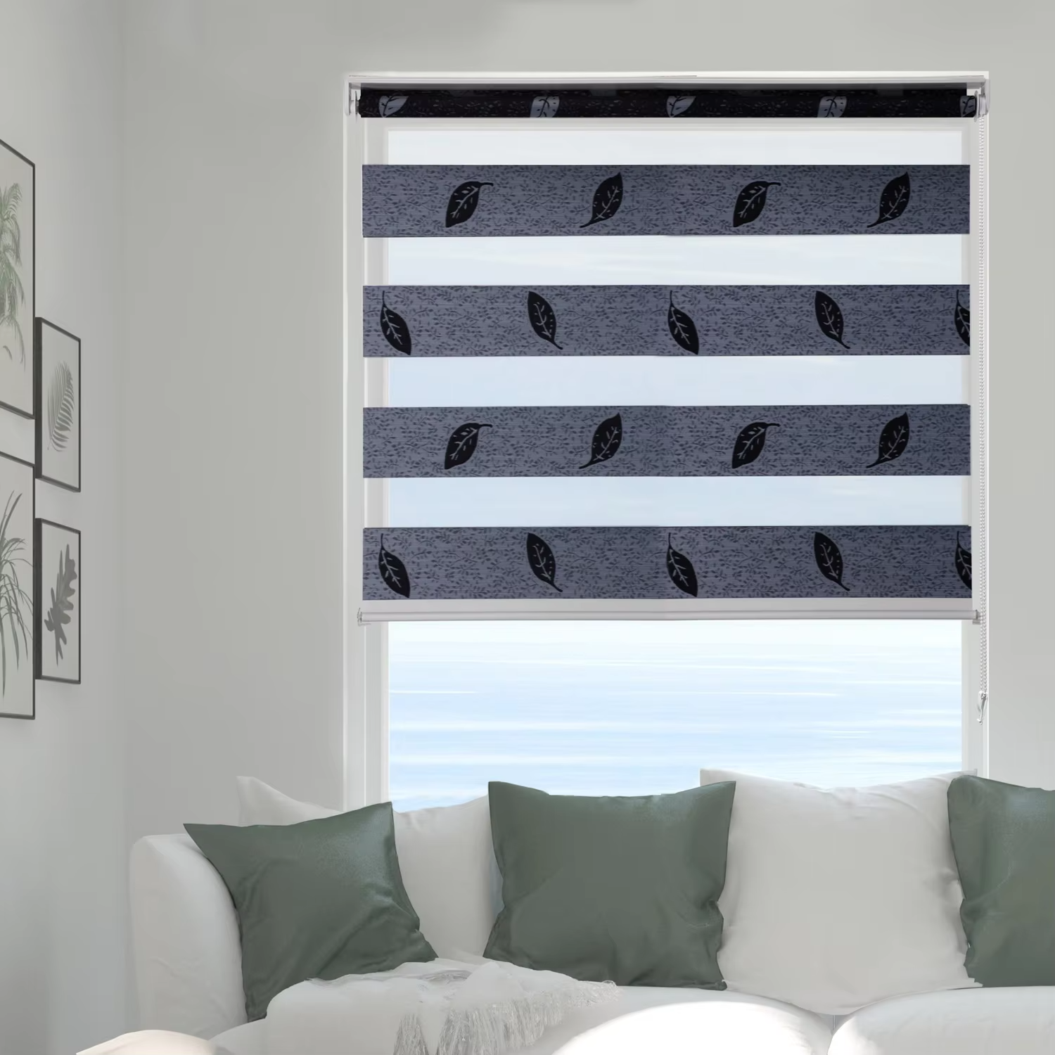 Modern Design Zebra Blinds Waterproof Window Manual Sunscreen Plisse with Horizontal Pattern for Hotel or Home