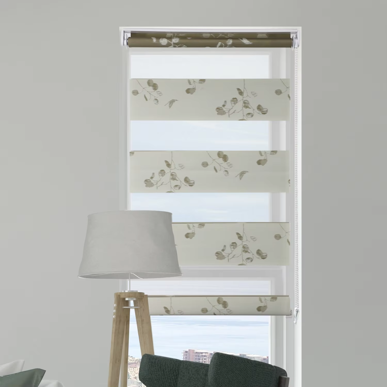 Modern Design Zebra Blinds Waterproof Window Manual Sunscreen Plisse with Horizontal Pattern for Hotel or Home