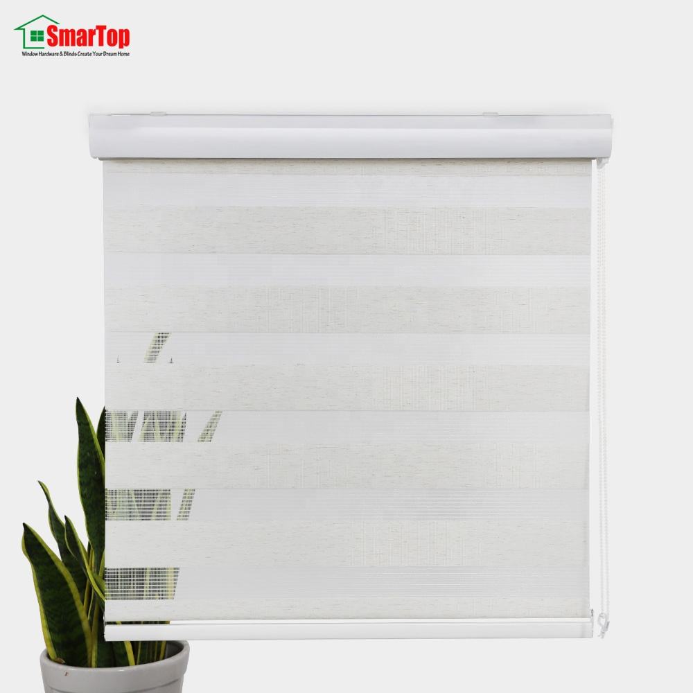 High Quality Wholesale Linen Natural Roller Blinds Shades Shutters Double Roller Zebra Blind Shades for Classic Polyester Free