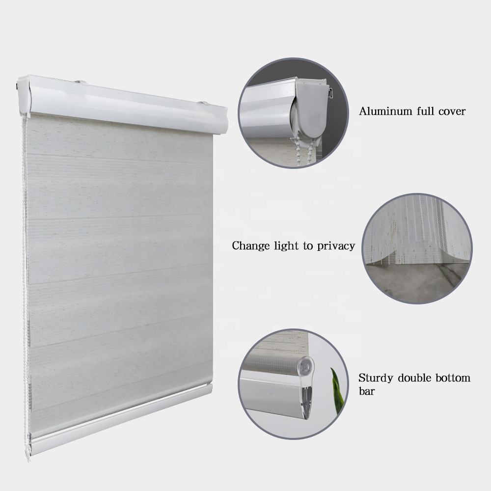 High Quality Wholesale Linen Natural Roller Blinds Shades Shutters Double Roller Zebra Blind Shades for Classic Polyester Free