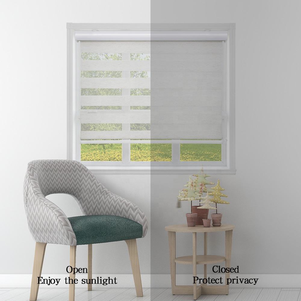 High Quality Wholesale Linen Natural Roller Blinds Shades Shutters Double Roller Zebra Blind Shades for Classic Polyester Free