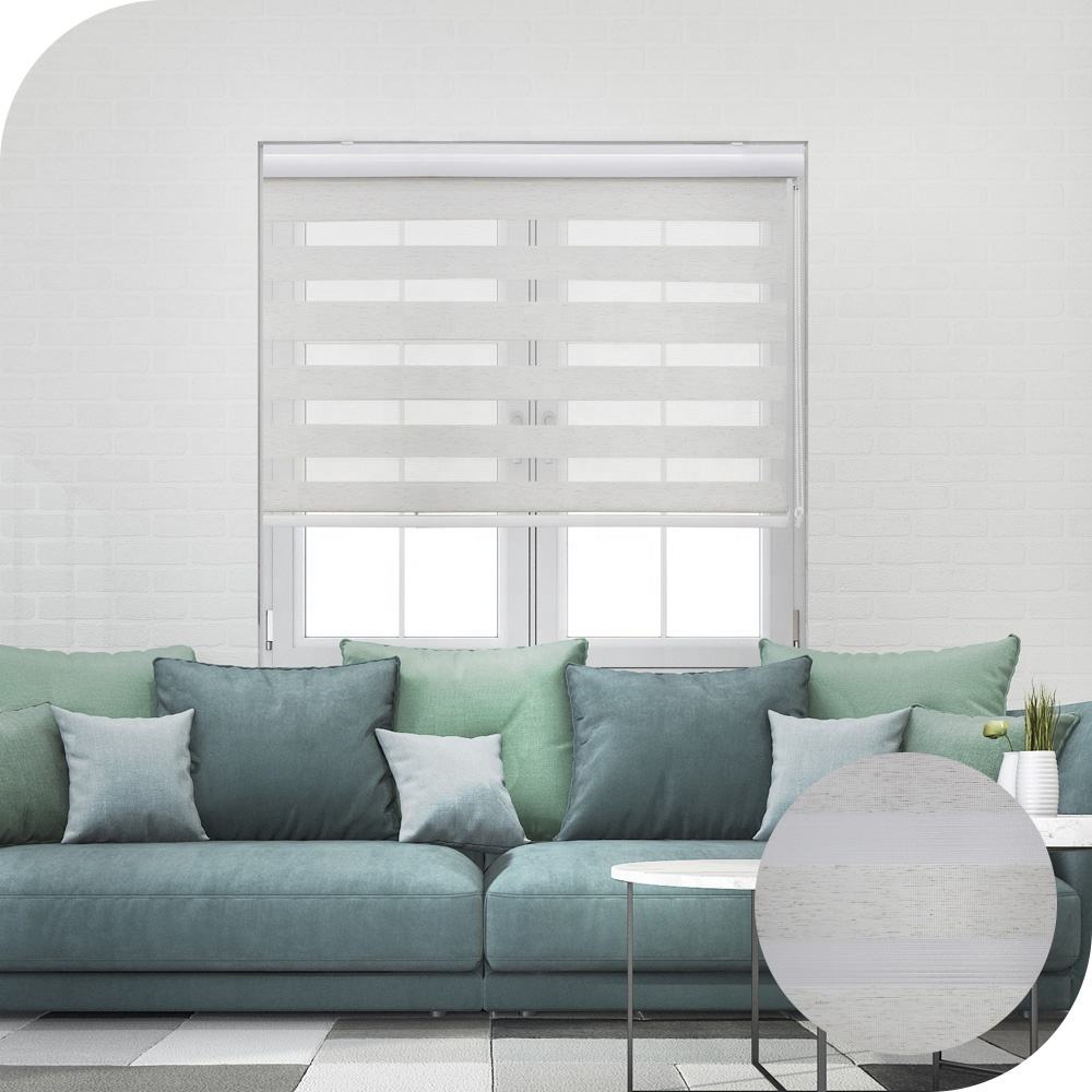 High Quality Wholesale Linen Natural Roller Blinds Shades Shutters Double Roller Zebra Blind Shades for Classic Polyester Free