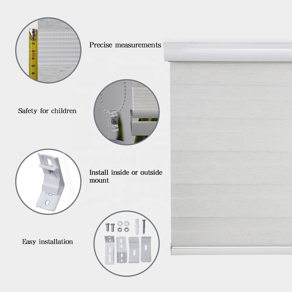 High Quality Wholesale Linen Natural Roller Blinds Shades Shutters Double Roller Zebra Blind Shades for Classic Polyester Free