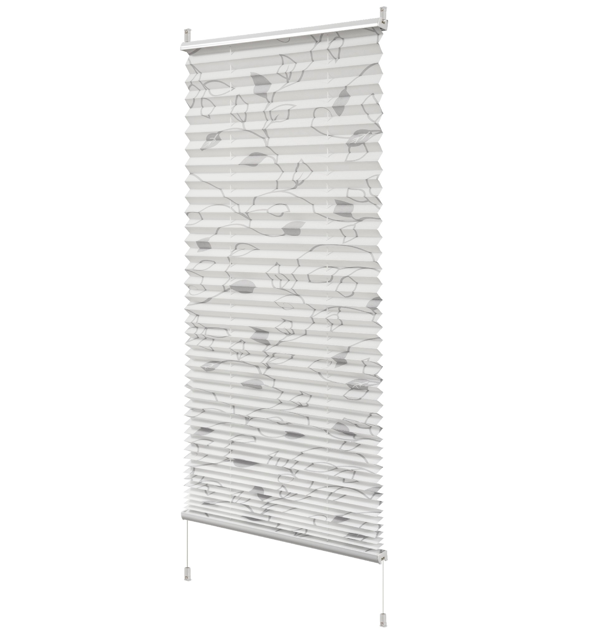 Wholesale Modern Horizontal Cordless Polyester Pleated Fabric Blinds with Translucent Printed Pattern French Window Coverage