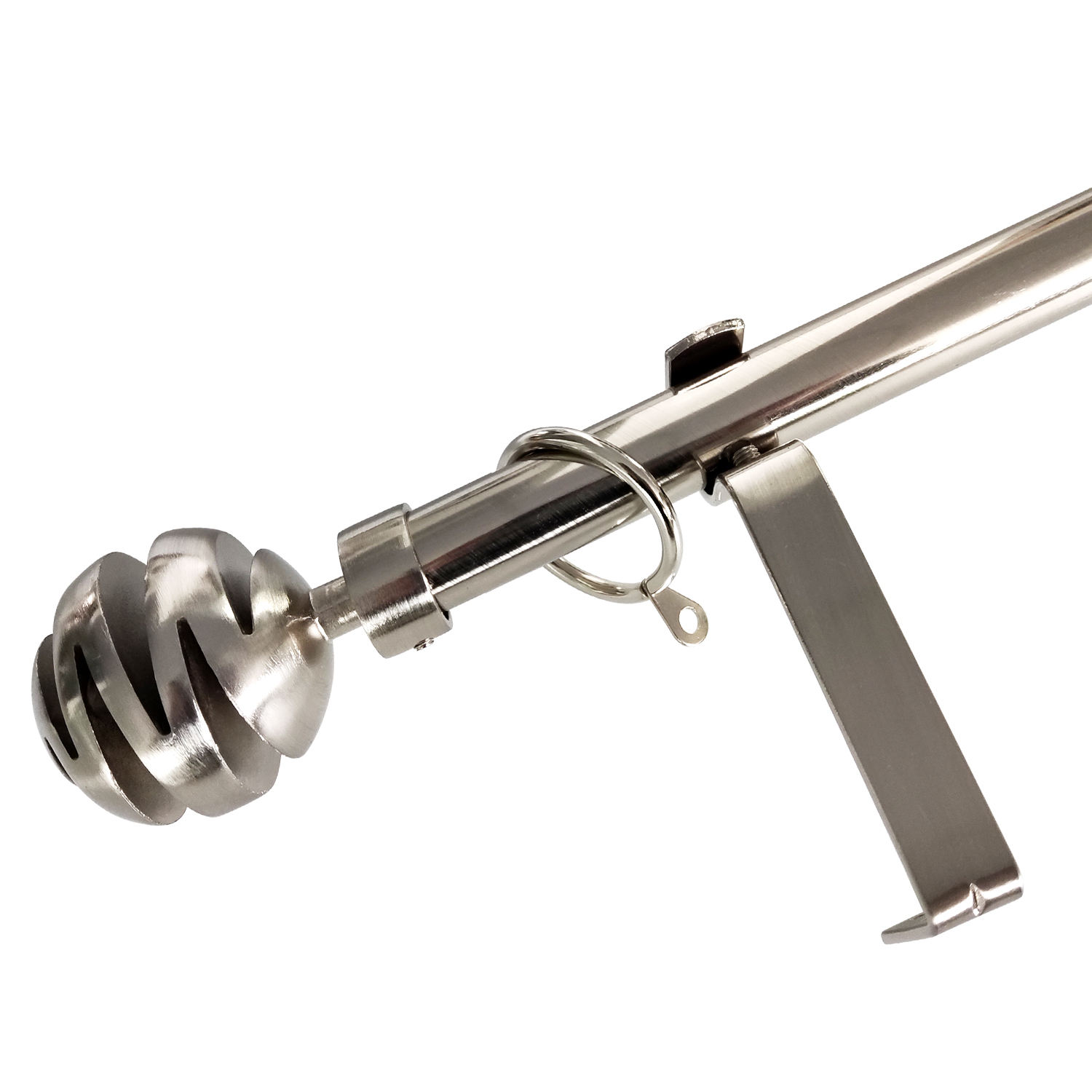 Modern Style Ball Shaped Aluminum Alloy Curtain Rod Set SS Finials Brackets Customizable Length Includes Accessories Interior