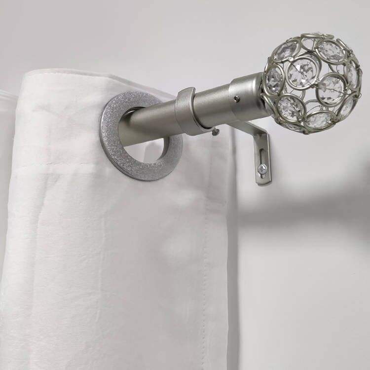 Modern Style Ball Shaped Aluminum Alloy Curtain Rod Set SS Finials Brackets Customizable Length Includes Accessories Interior