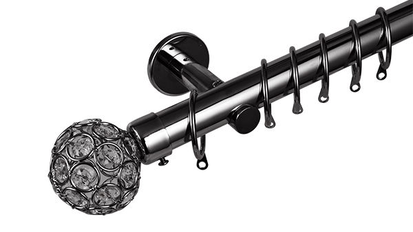 Modern Style Ball Shaped Aluminum Alloy Curtain Rod Set SS Finials Brackets Customizable Length Includes Accessories Interior