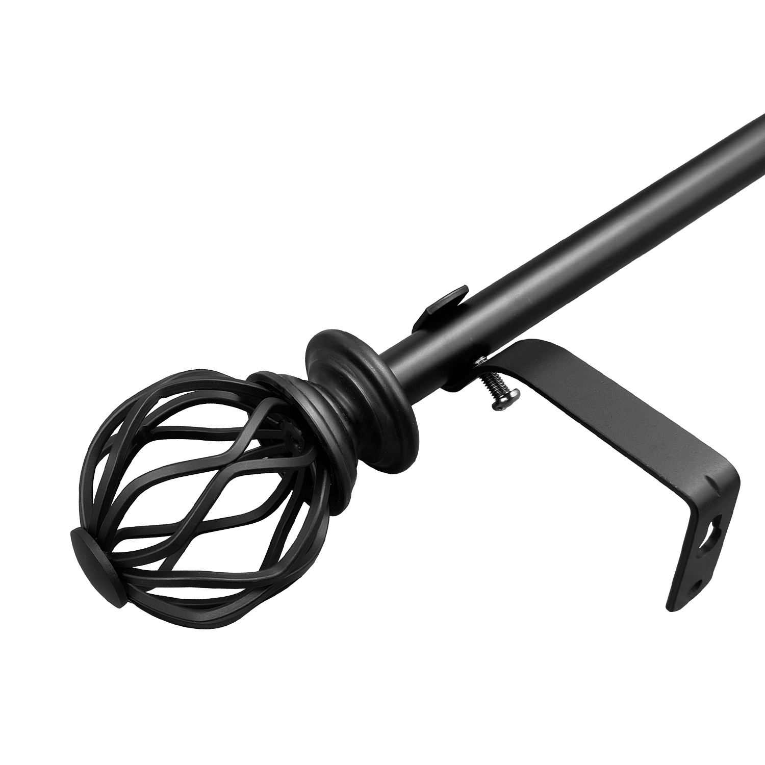 Modern Style Ball Shaped Aluminum Alloy Curtain Rod Set SS Finials Brackets Customizable Length Includes Accessories Interior