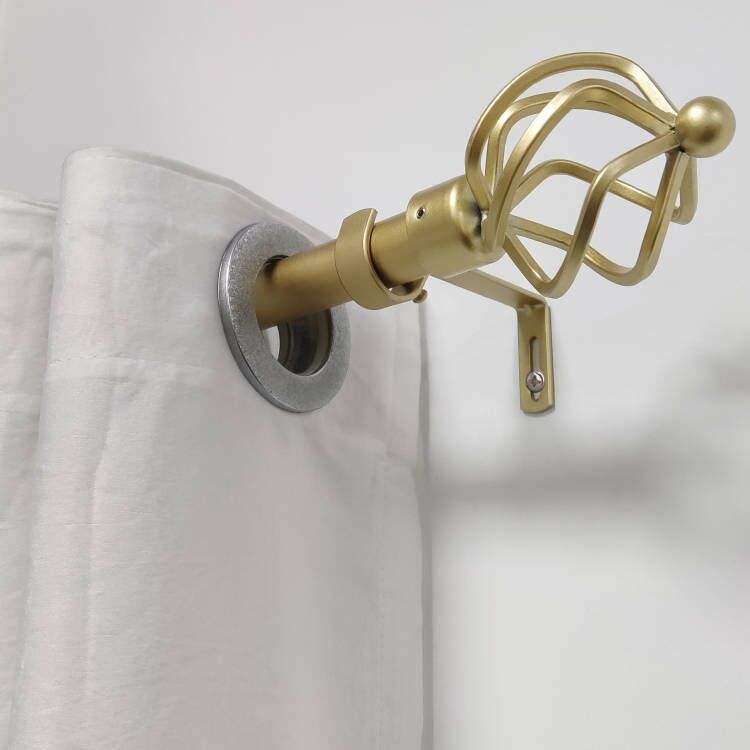 Modern Style Ball Shaped Aluminum Alloy Curtain Rod Set SS Finials Brackets Customizable Length Includes Accessories Interior