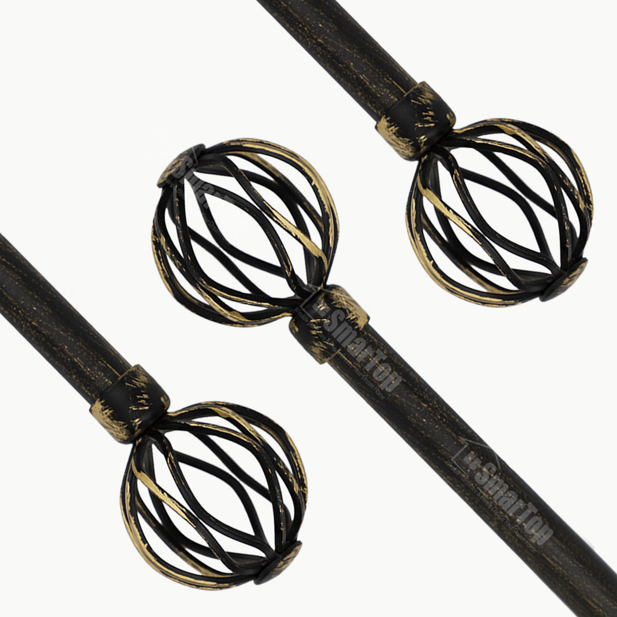 High Quality Living Patio Iron Curtain Rod Finials Hollow Geometry Metal Decorative Pole Traditional Factory Direct Accessories