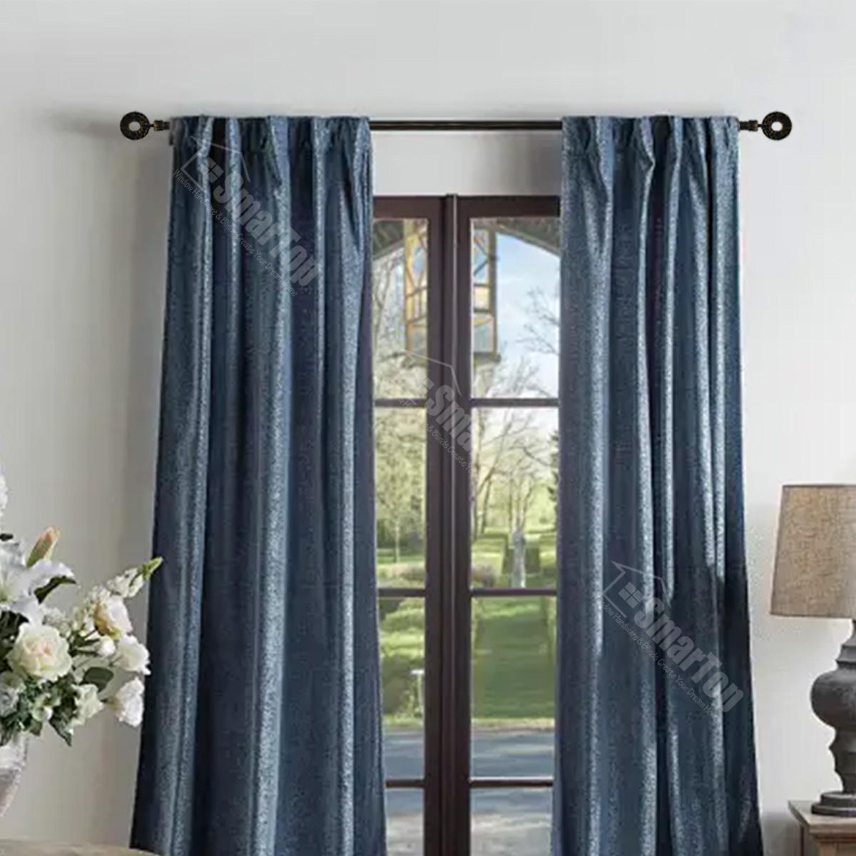 Wholesale Extendable Adjustable Single Window Curtain Rod Poles Gold Black Iron Modern Design Style for Windows Baptism Occasion