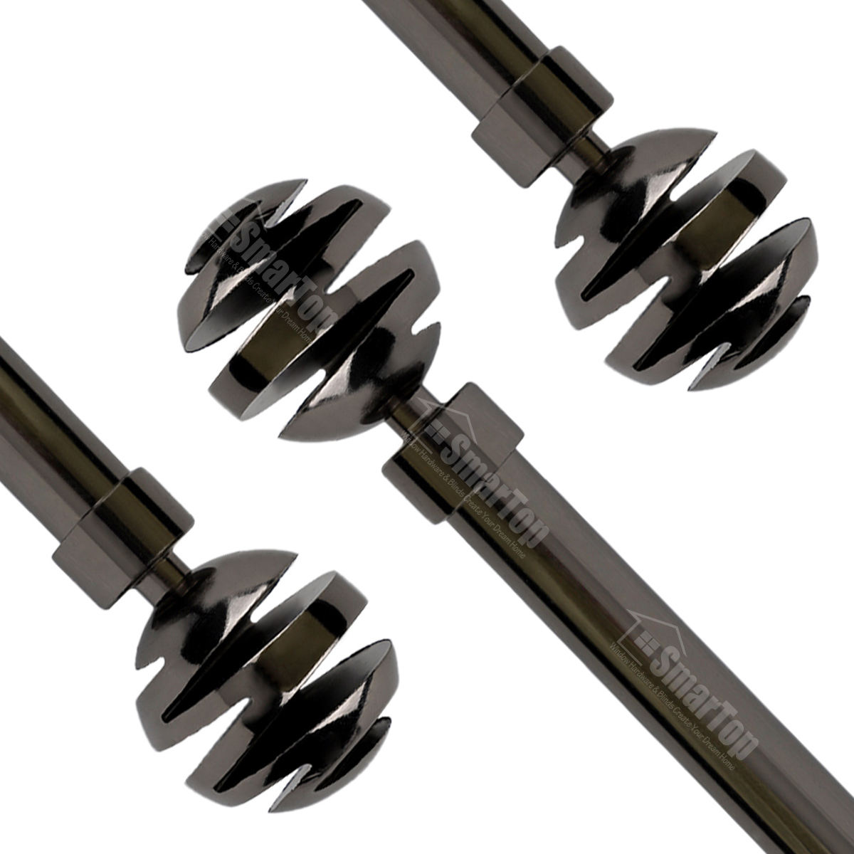 Manufacture Gold Black Adjustable Iron Curtain Rod for Single Window Extendable Metal with Twisting Finials for Baptism Curtains