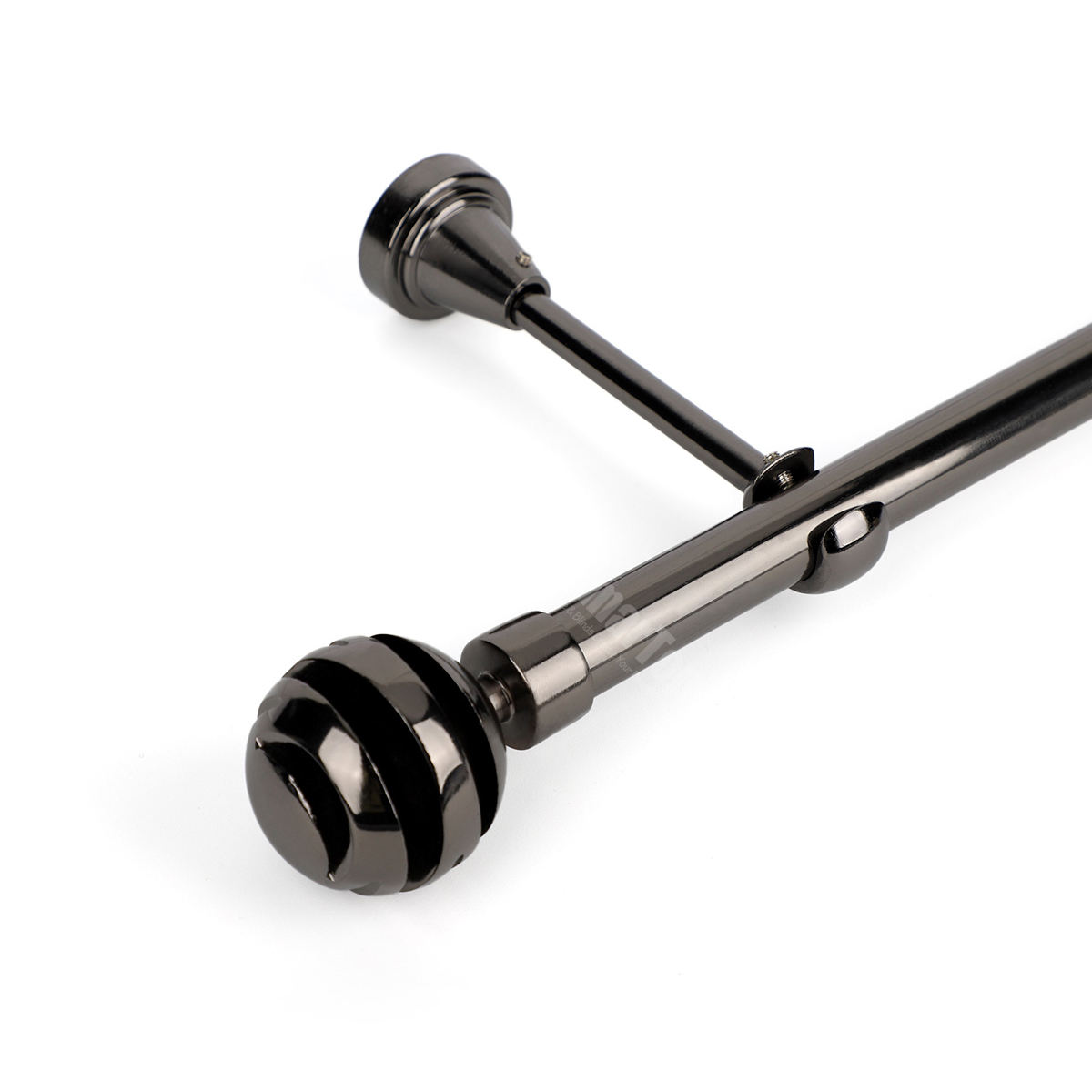 Manufacture Gold Black Adjustable Iron Curtain Rod for Single Window Extendable Metal with Twisting Finials for Baptism Curtains