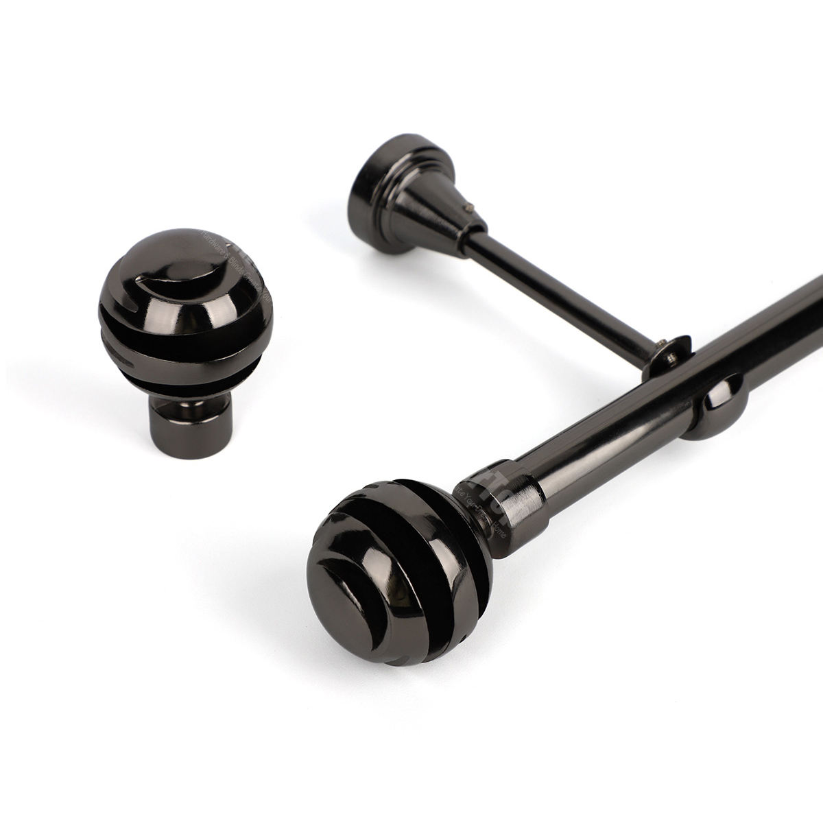 Manufacture Gold Black Adjustable Iron Curtain Rod for Single Window Extendable Metal with Twisting Finials for Baptism Curtains