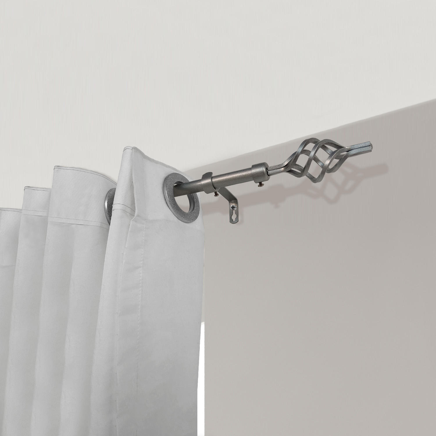 Modern Single Window Rod Curtains Gold Black White Extendable Iron Curtain Rod with Twisting Finials Adjustable Design Style