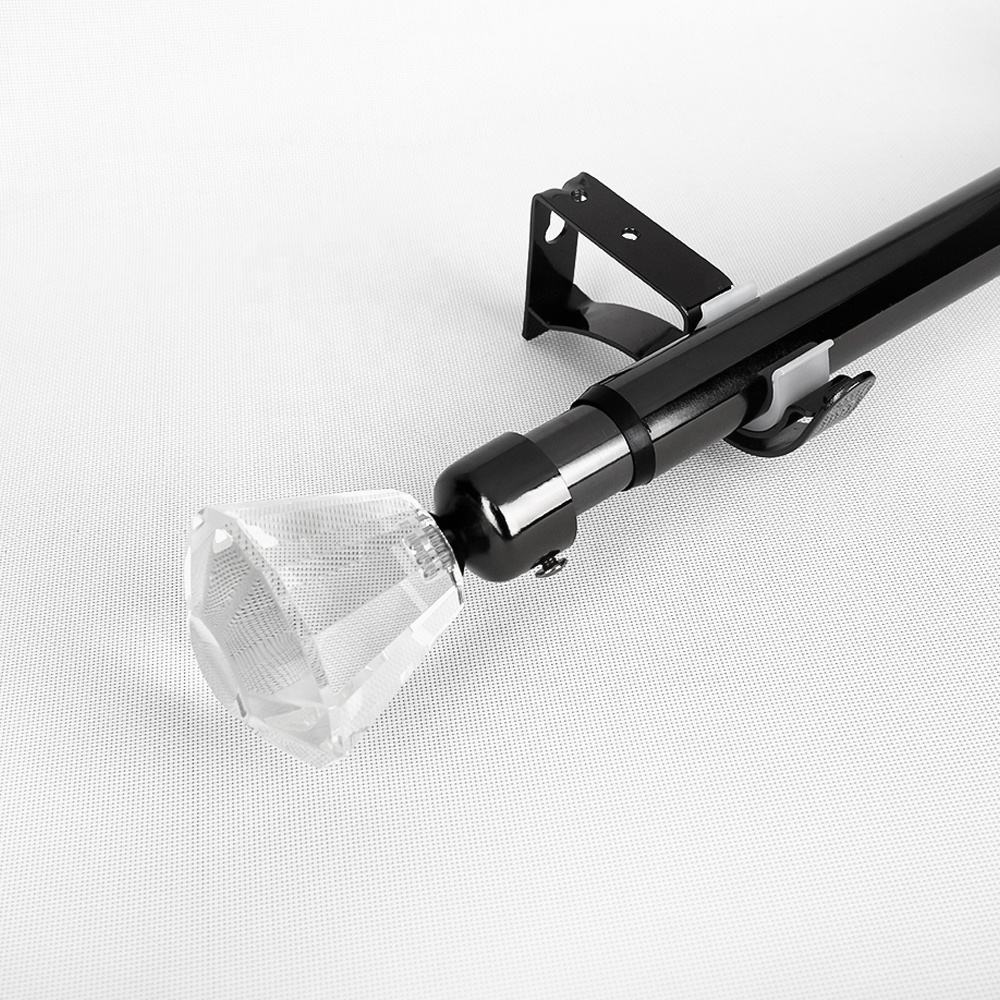 Modern Design Silver Painting Customized Crystal Curtain Rod Pole Set Factory-Designed Decorative Drapery Rod Carved Metal