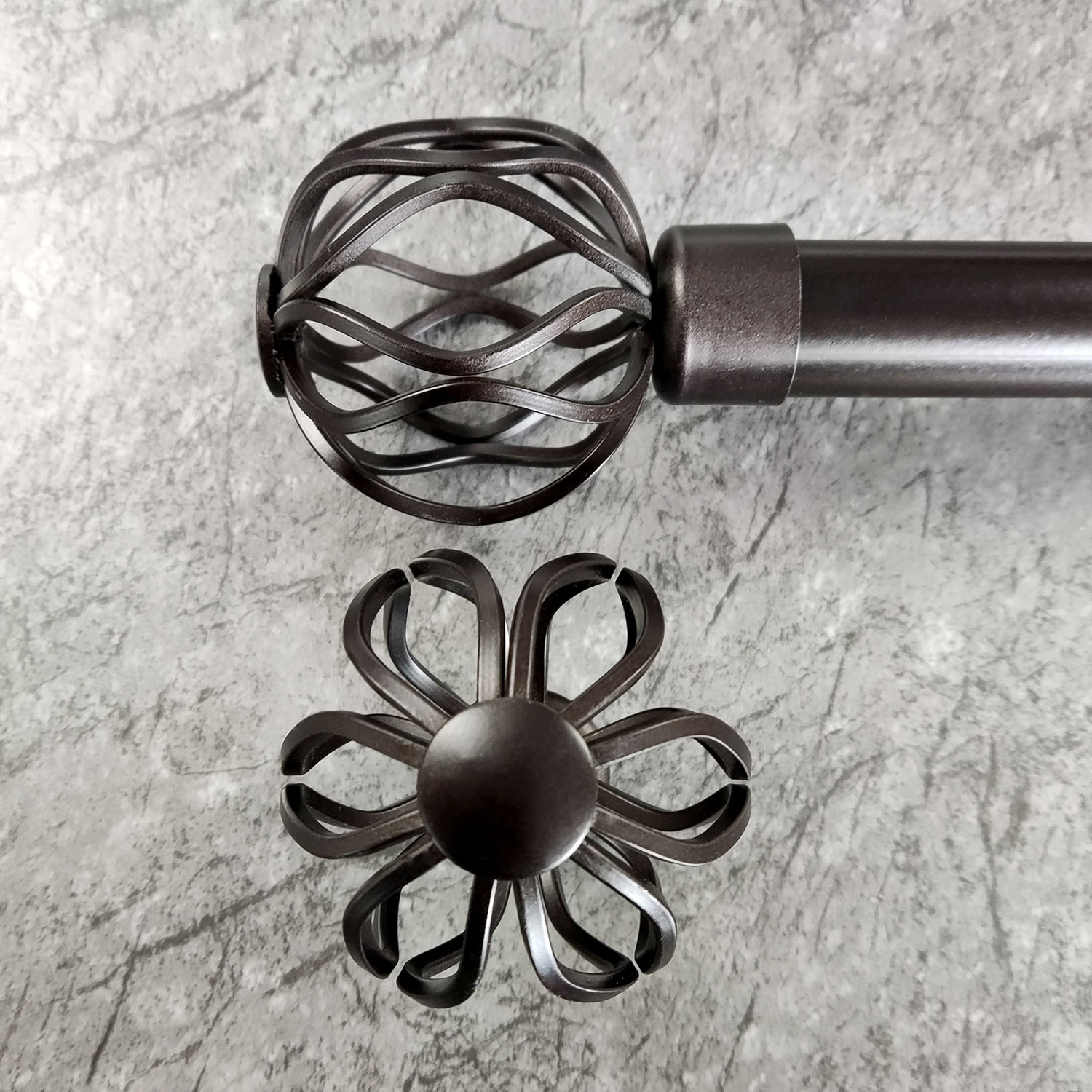 Modern Fashionable Single Extendable and Double Adjustable Metal Curtain Pole Set for Home Decorative Curtains