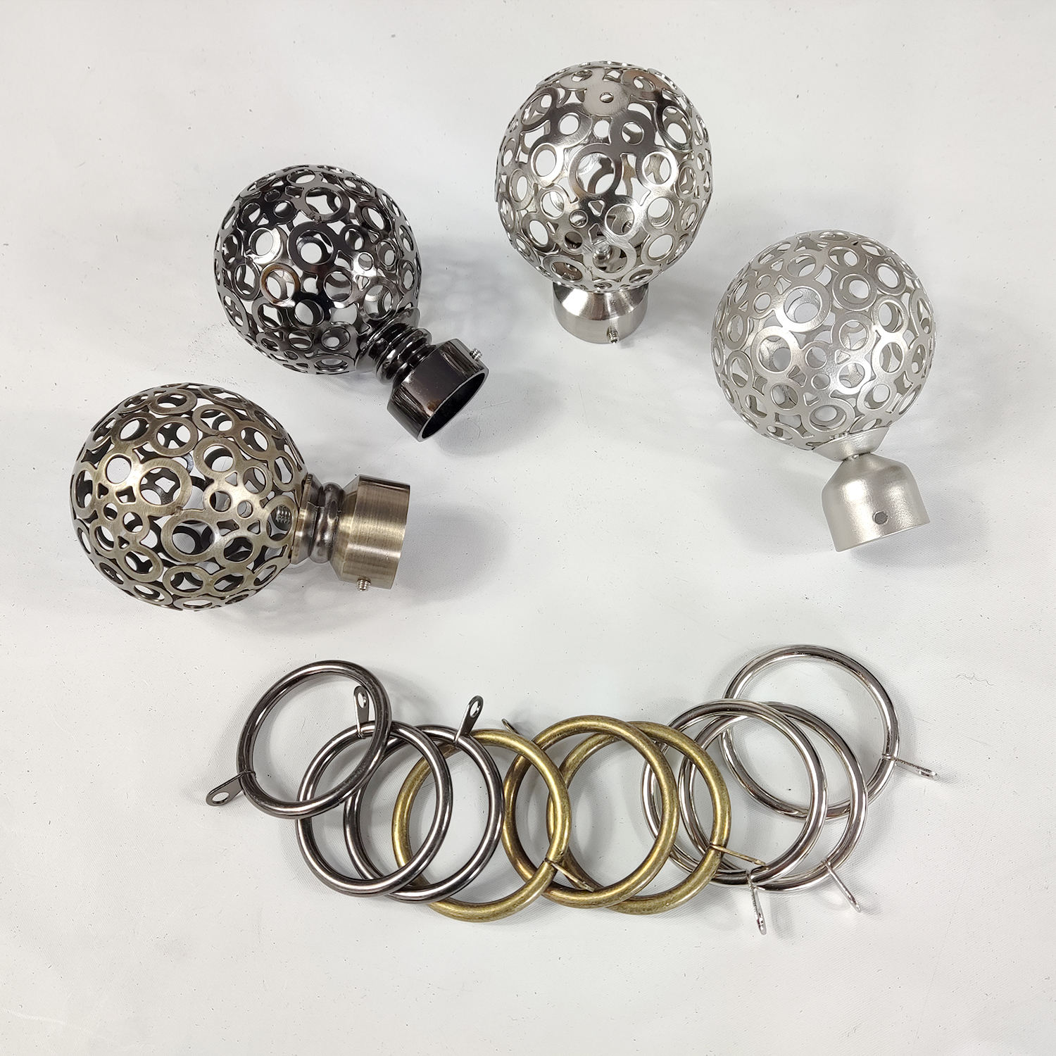 Modern Wrought Iron Hollow Head Adjustable Extendable Curtain Rods Factory Direct Sales Window Metal Curtain Pole