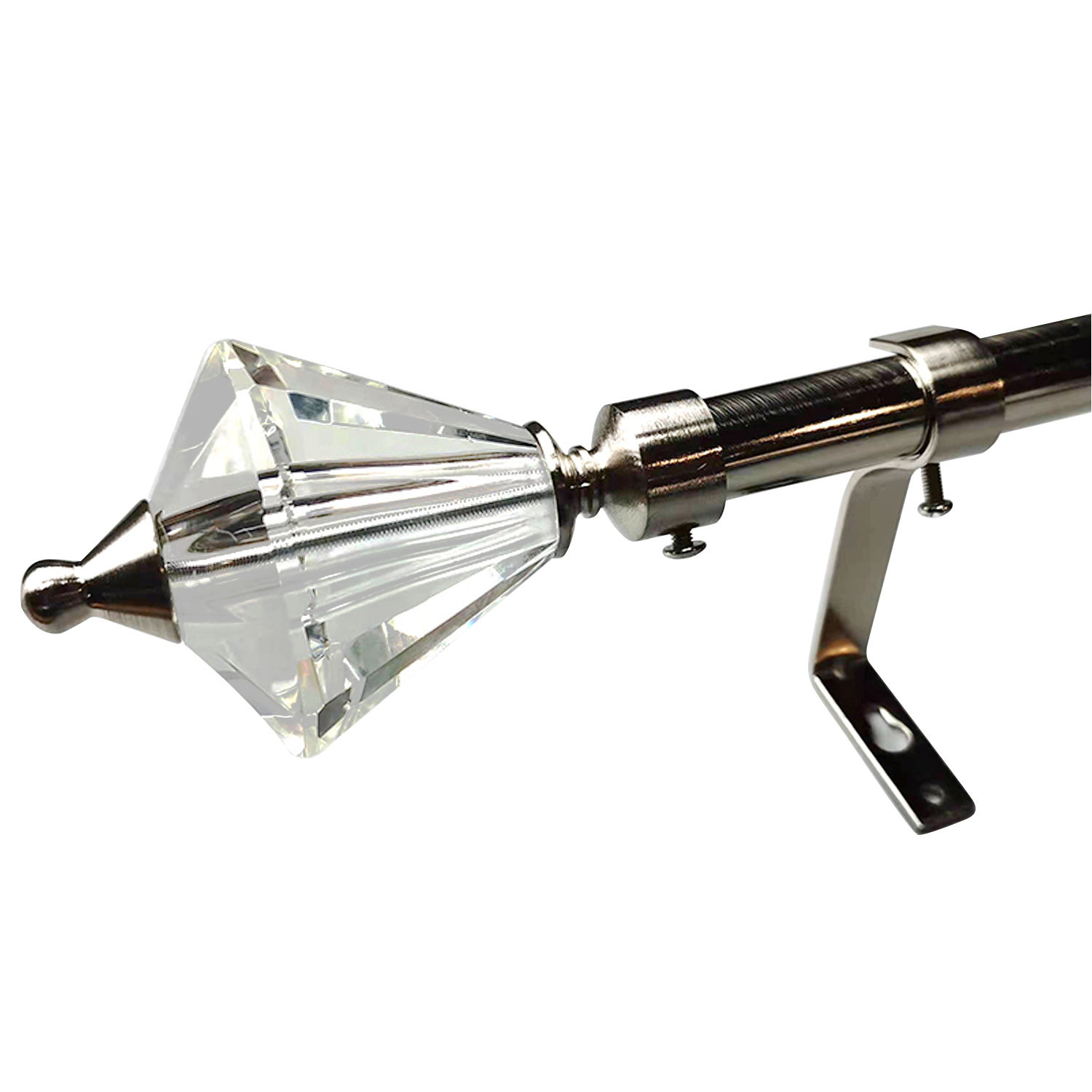 Wholesale Luxury Factory Curtain Rods and Rails Accessories Adjustable Crystal Head End Tringle Double Curtain Rod Sets