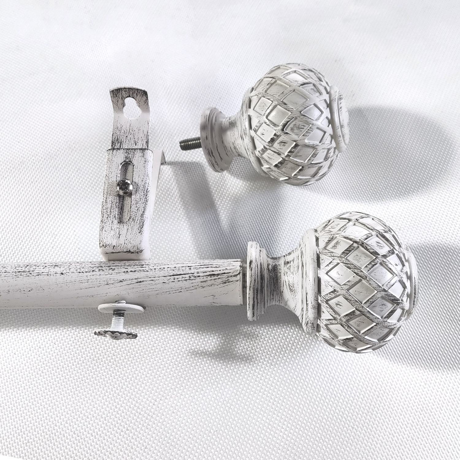 Customized Extendable White & Black Resin Curtain Rod Set Modern Globe Curved Design with Accessories for Home Window Decor