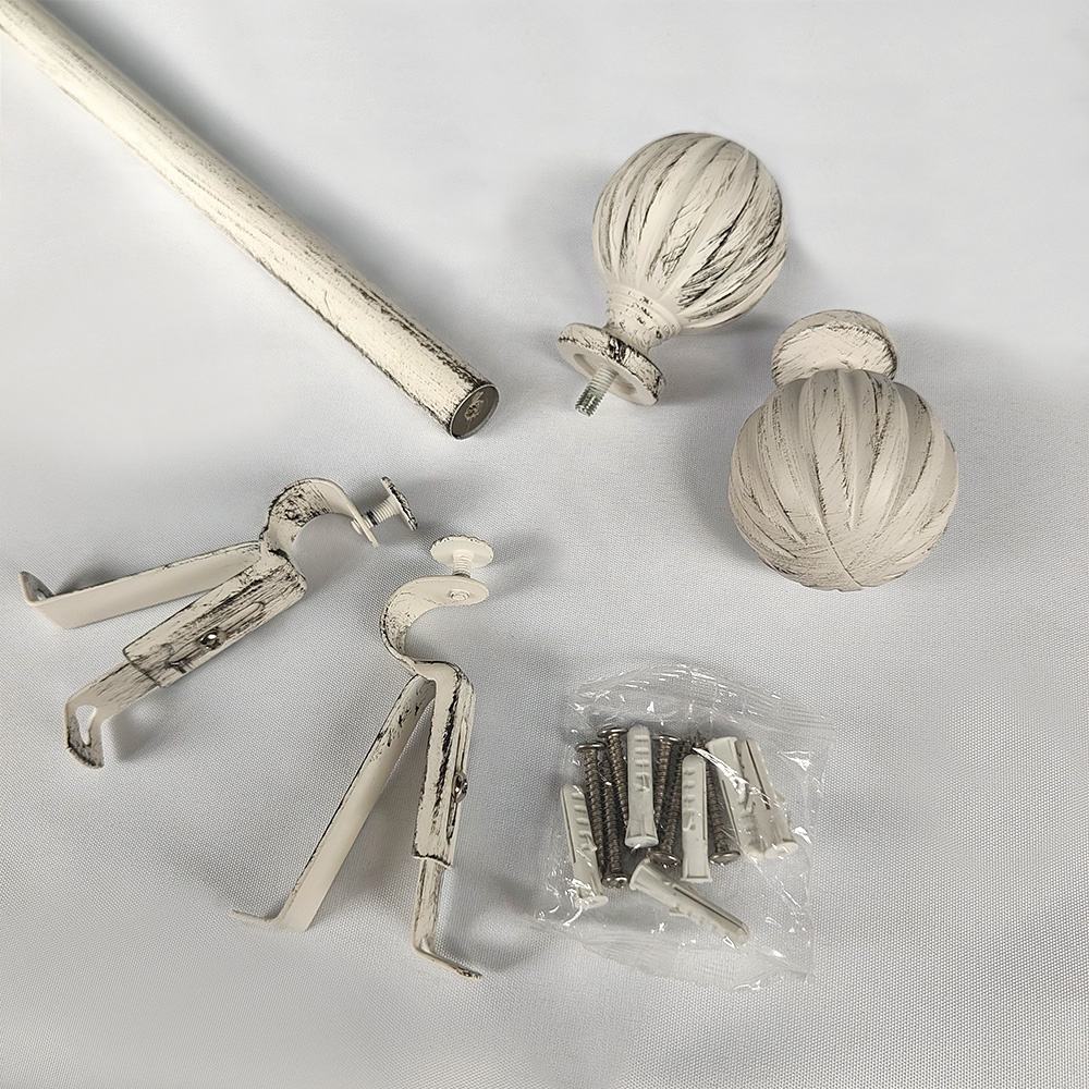 Decorative Modern Metal Curtain Rod and Pole Set with White and Black Finish Customized Window Accessories