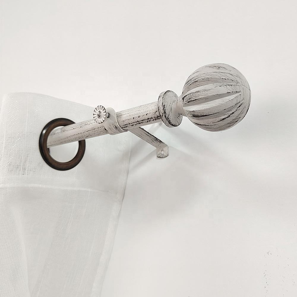Decorative Modern Metal Curtain Rod and Pole Set with White and Black Finish Customized Window Accessories