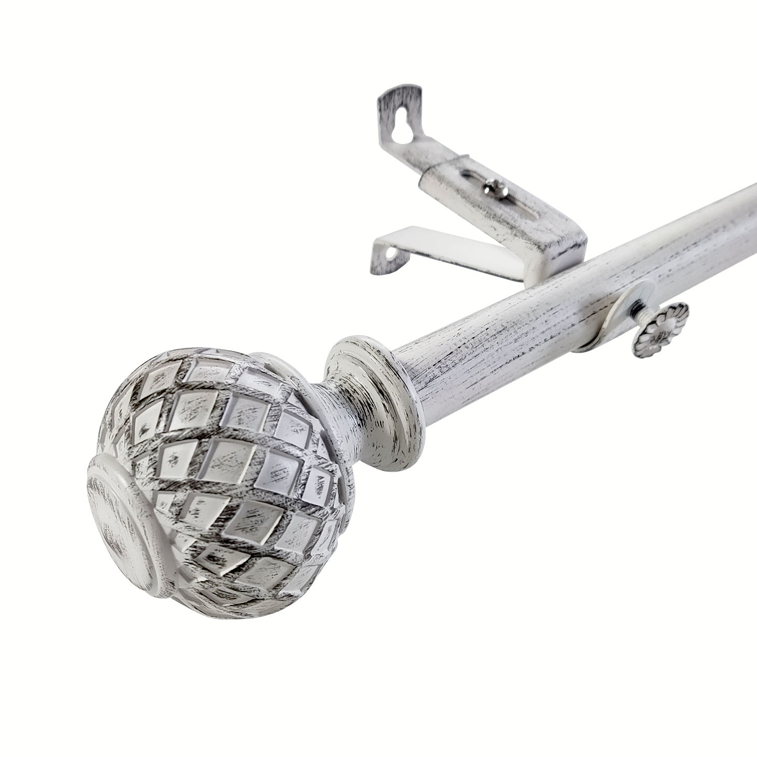 Adjustable Double Curtain Rod with Retro Wood Grain Design Modern Extendable Metal Brackets for Home Decor