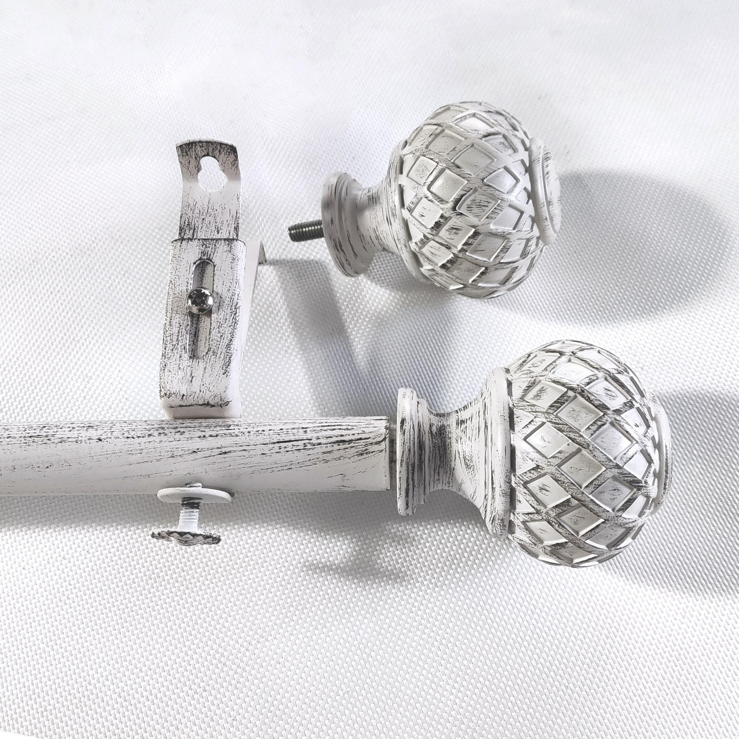 Adjustable Double Curtain Rod with Retro Wood Grain Design Modern Extendable Metal Brackets for Home Decor