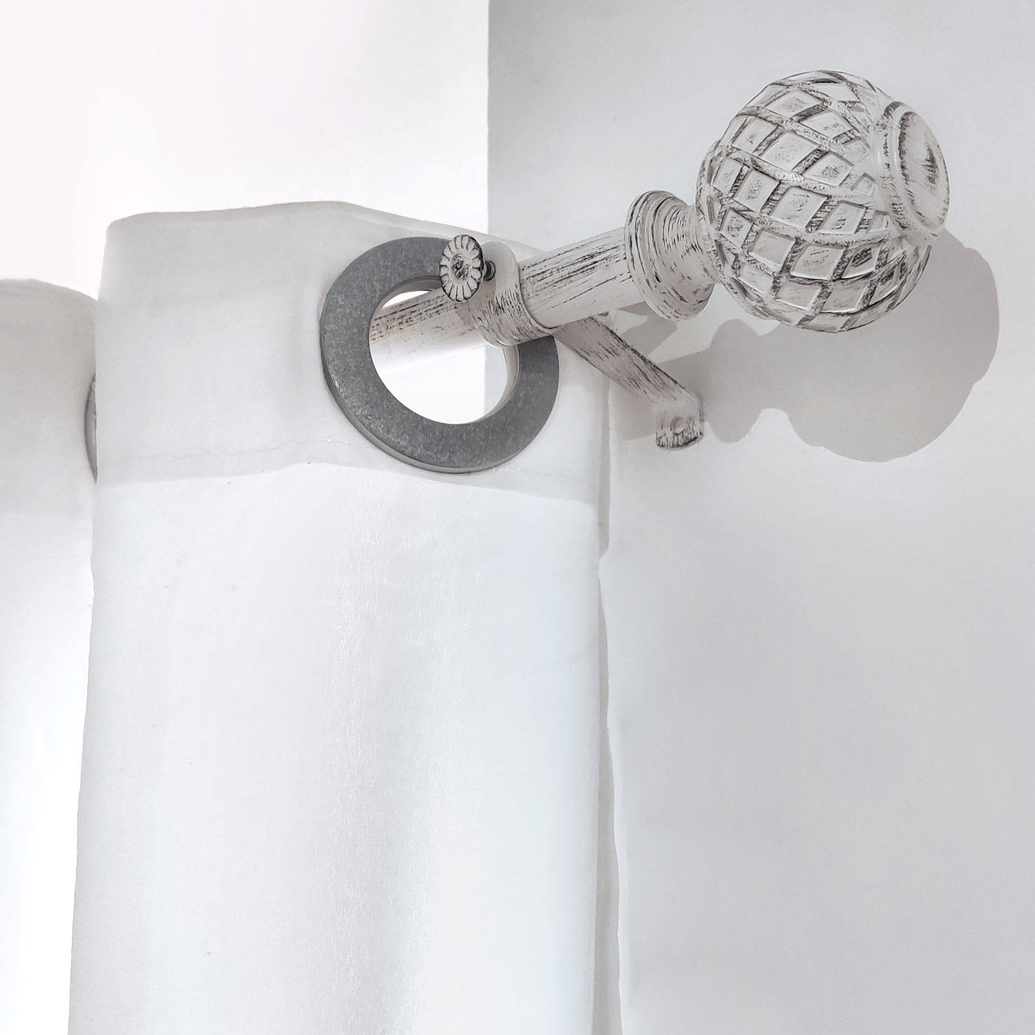 Adjustable Double Curtain Rod with Retro Wood Grain Design Modern Extendable Metal Brackets for Home Decor