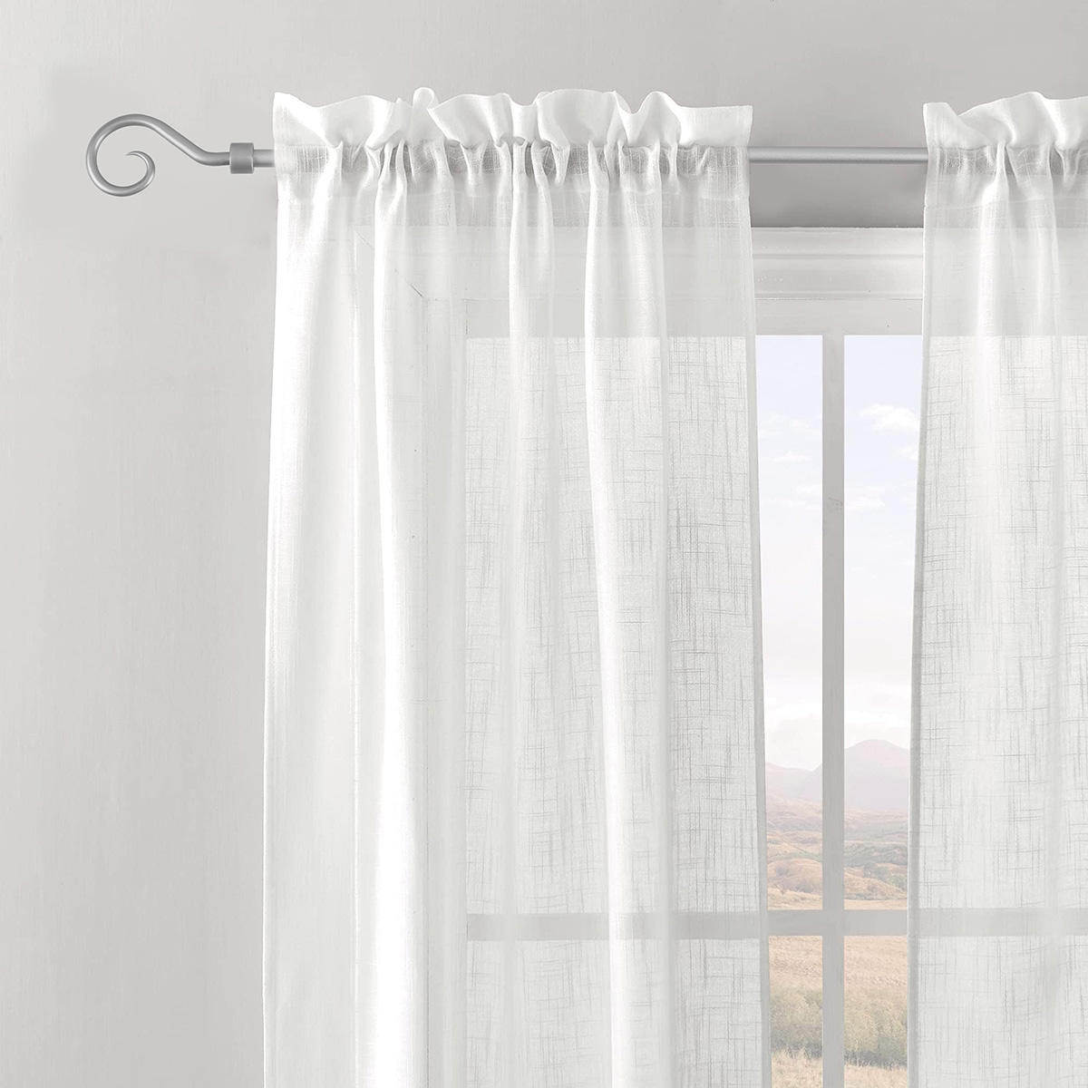 Modern Living Room Curtain Rods Set Aluminum Alloy Eco-friendly Customizable Length White