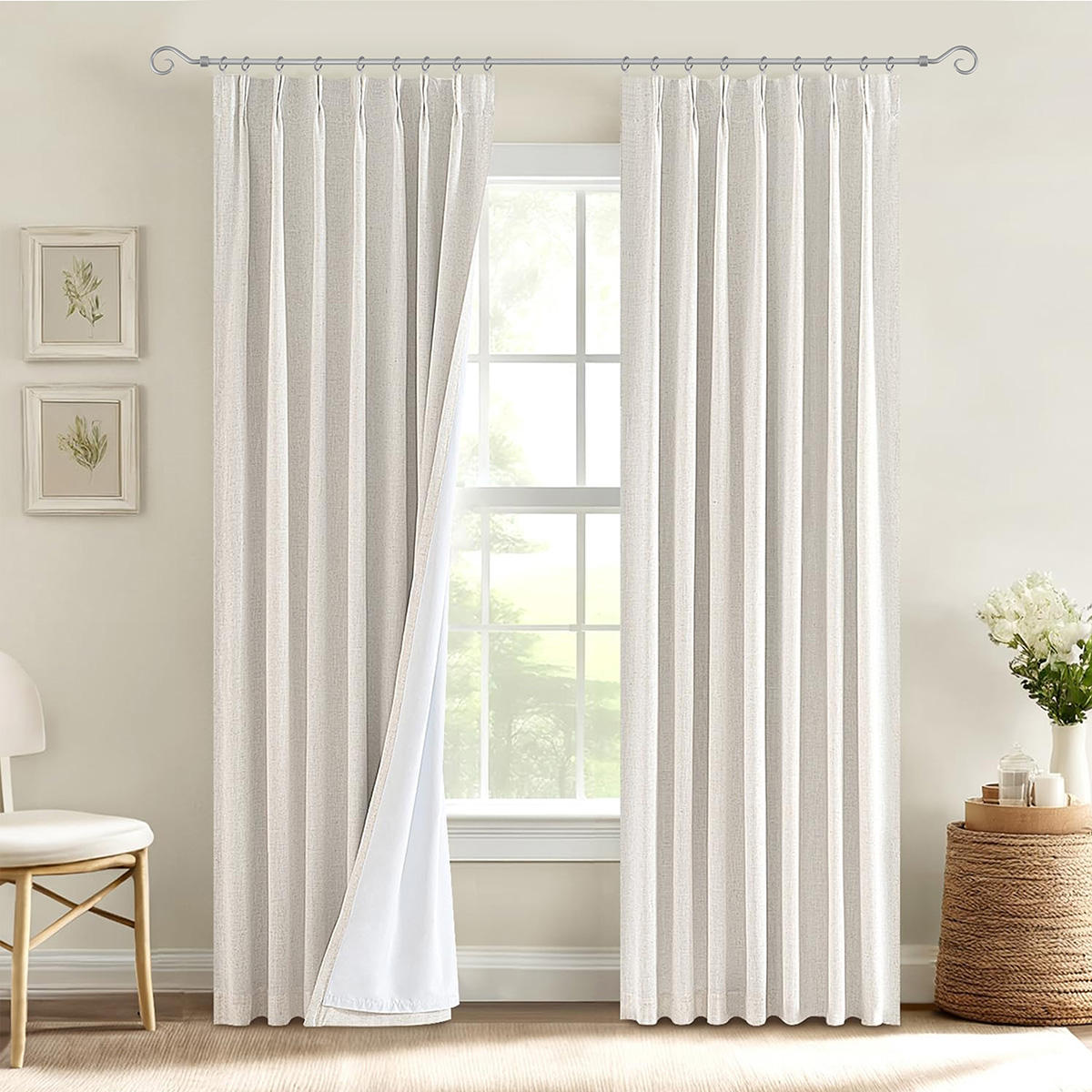 Modern Living Room Curtain Rods Set Aluminum Alloy Eco-friendly Customizable Length White